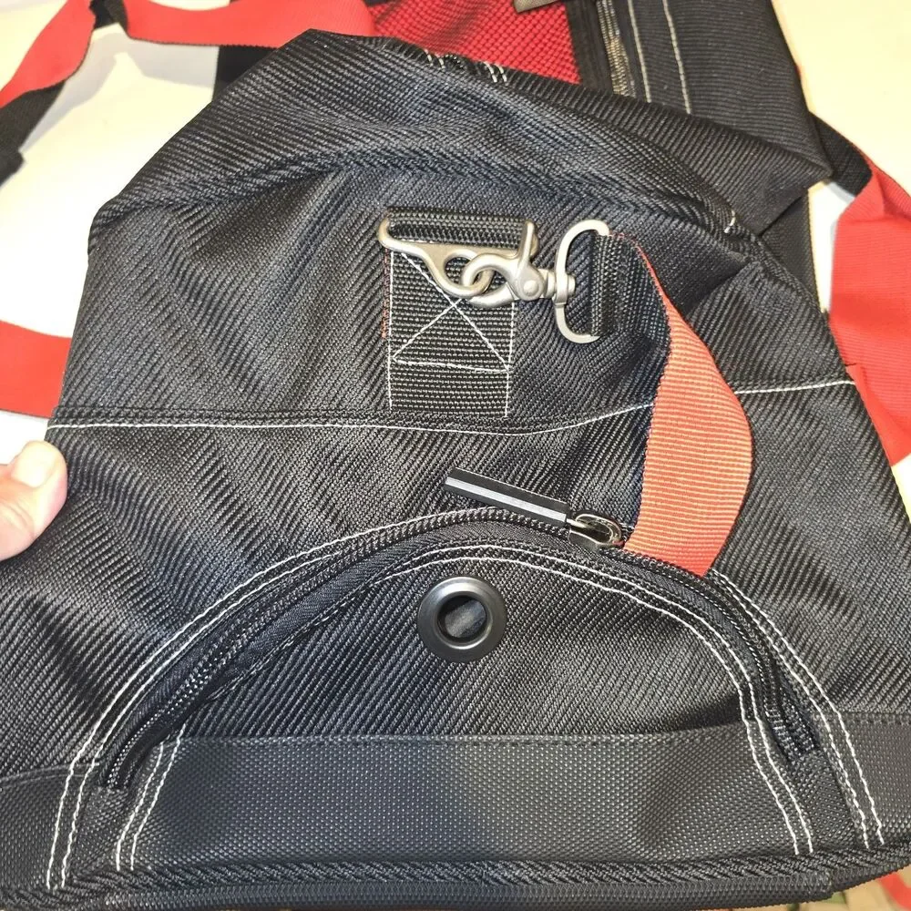 Marlboro Compass Logo Duffle Bag Gym Bag Red Black Canvas 21